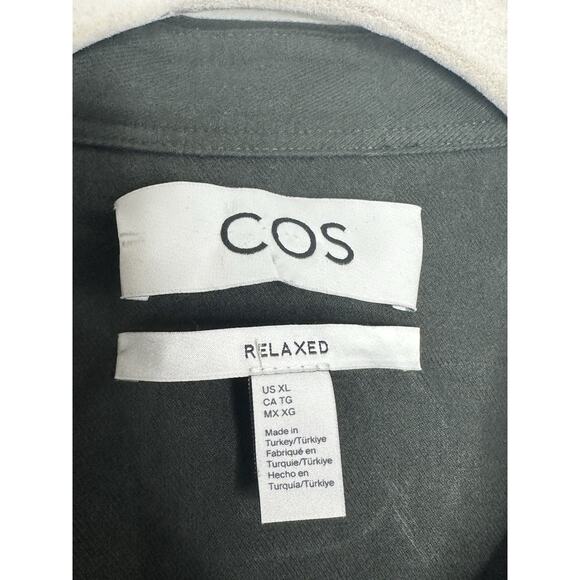 COS Mens Button Down Relaxed Long Sleeve Forest Green Casual Soft Shirt Sz XL - Picture 3 of 6